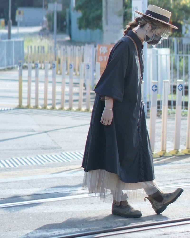 basic- Shirt one piece(洋装) - 洋装/连衣裙 - 其他材质 黑色