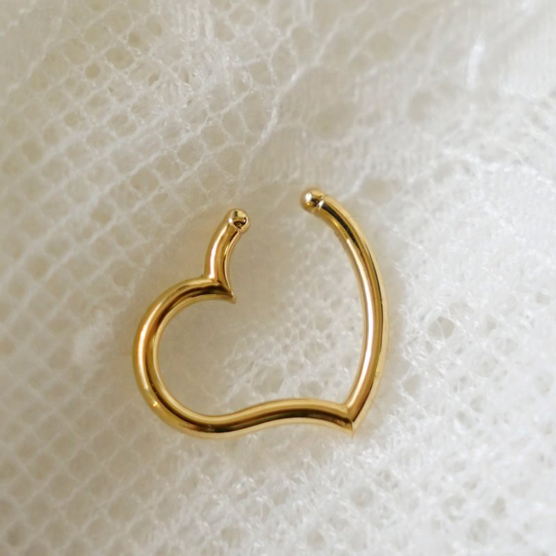 K18 爱心耳骨夹 - 耳环/耳夹 - 其他金属 金色