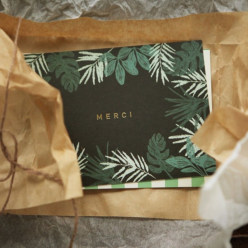 Dailylike 经典时刻明信片卡片V2-04 Merci 感谢卡,E2D27348 - 卡片/明信片 - 纸 绿色