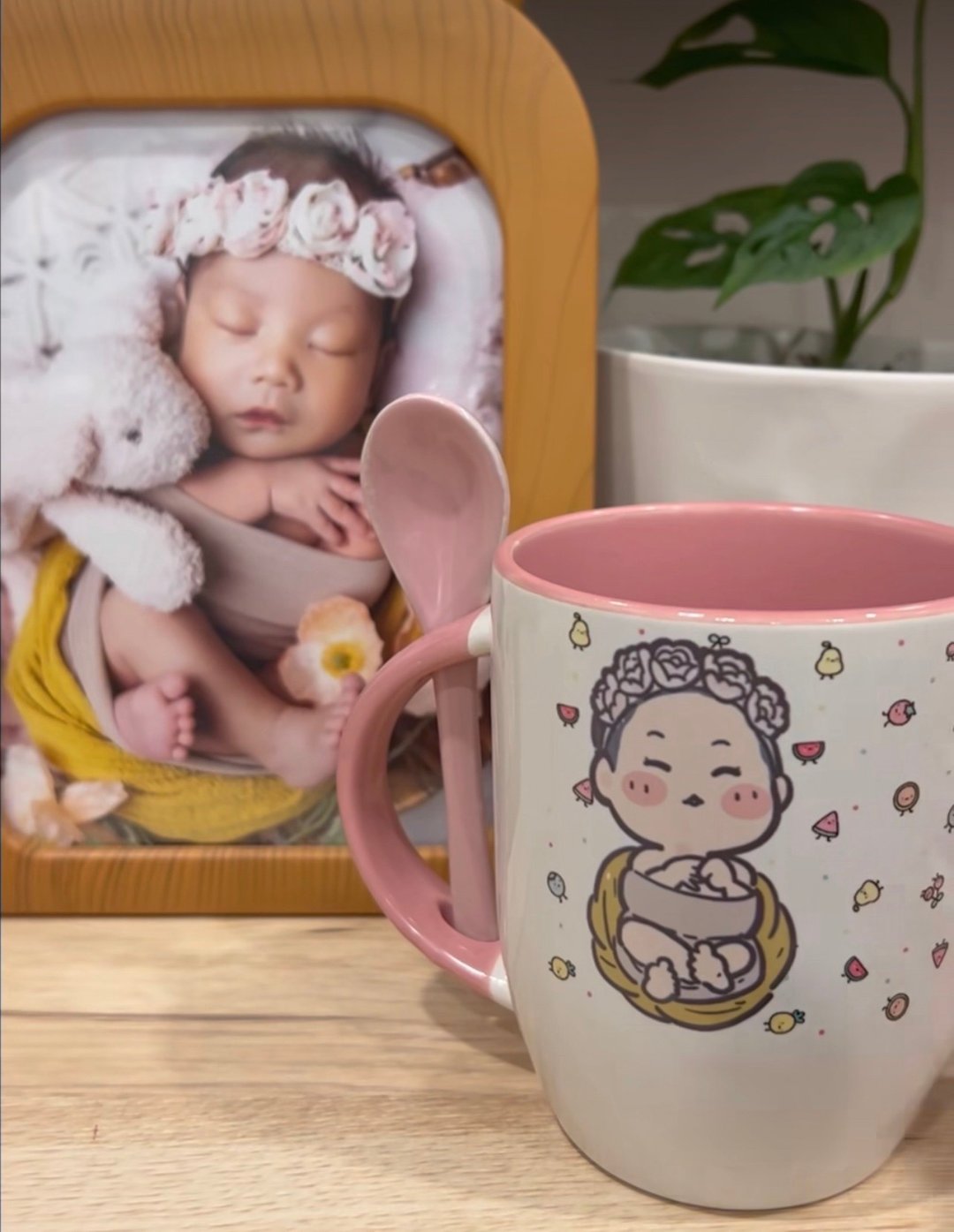 宝宝弥月定制马克杯 可爱蜡笔风插画 杯子纪念礼物 成长纪录推荐 - 其他杯子 - 瓷 粉红色