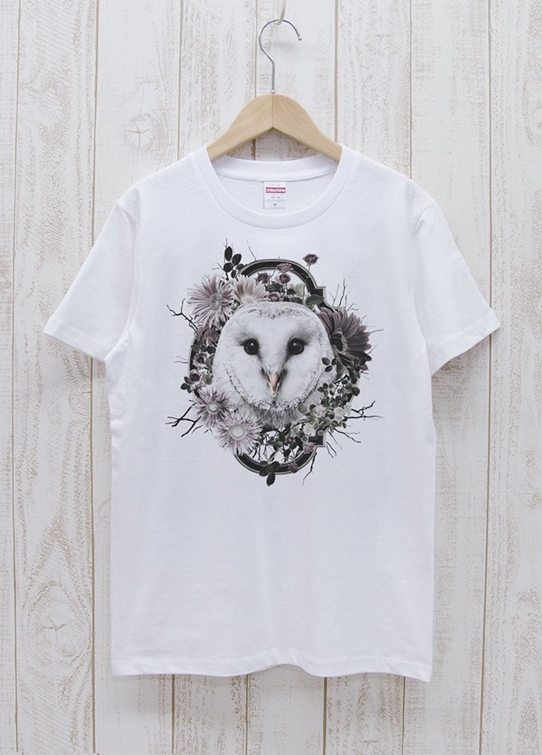ronronBARNOWL Tee White / R026-T-WH - 中性连帽卫衣/T 恤 - 棉 白色