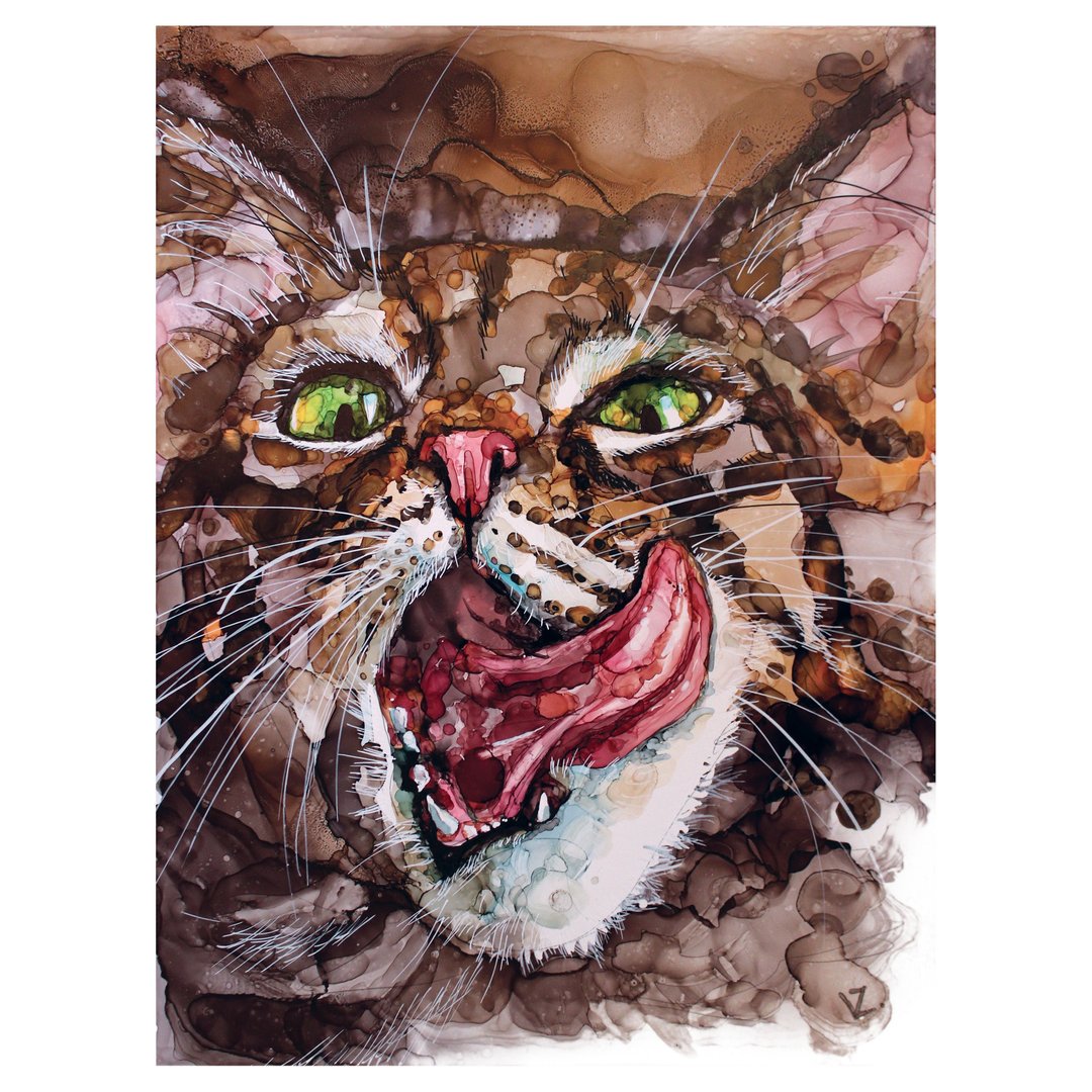 猫的肖像原画11乘以15英寸的猫图片 - 墙贴/壁贴 - 纸 