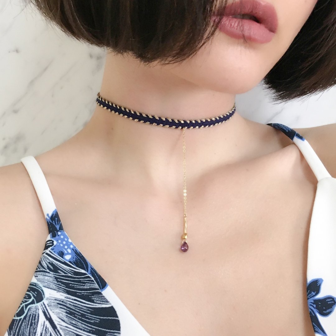 Confine the Sunset Drops / Purple Drop Choker Choker Confine the Sunset Drops Purple Drop Choker Choker SV016 - 颈链 - 其他材质 紫色