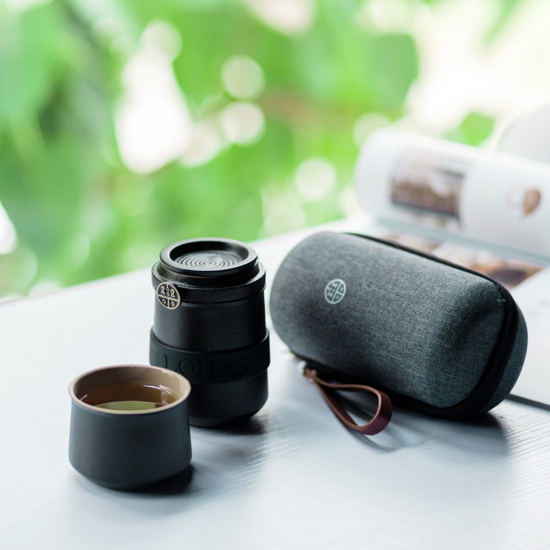 【节日礼物】陆宝 乐享杯 旅行茶具 - 茶具/茶杯 - 陶 黑色