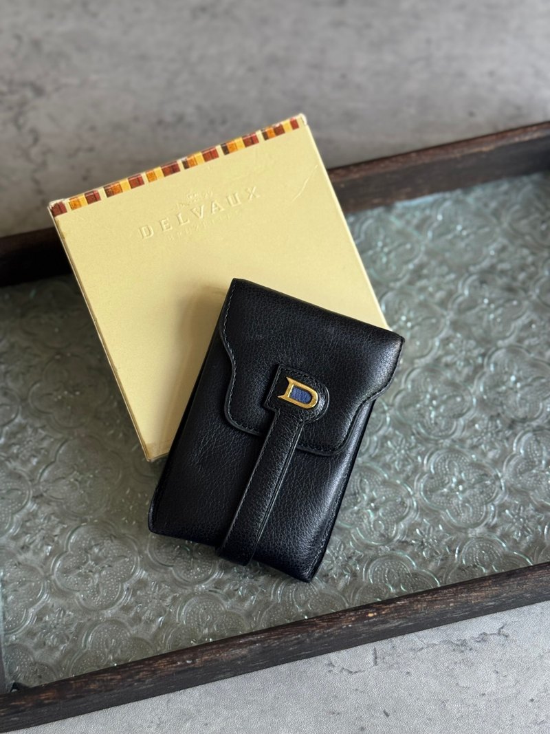 中古正品 Delvaux 比利时皇室品牌 皮套 卡片夹 钥匙包 车匙包 - 名片夹/名片盒 - 真皮 黑色