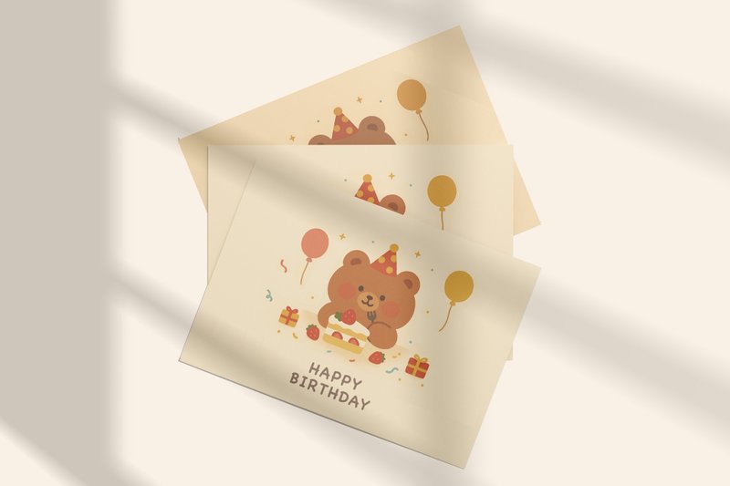 熊熊生日明信片 生日卡片 熊熊卡片 - 卡片/明信片 - 纸 