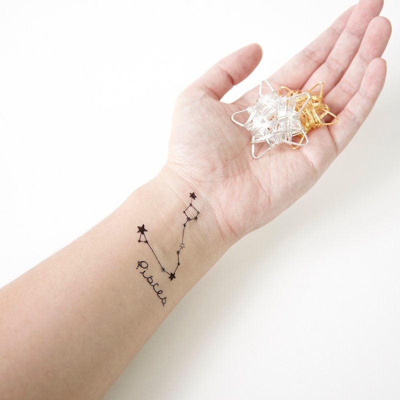 星座系纹身贴 // 水瓶座 双鱼座 白羊座 金牛座 // 一套三款 - 纹身贴 - 纸 多色