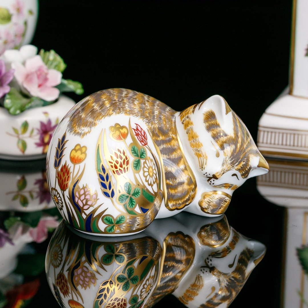 英国制 Royal Crown Derby 可爱猫咪2001伊万里骨瓷欧式动物摆饰 - 摆饰 - 瓷 