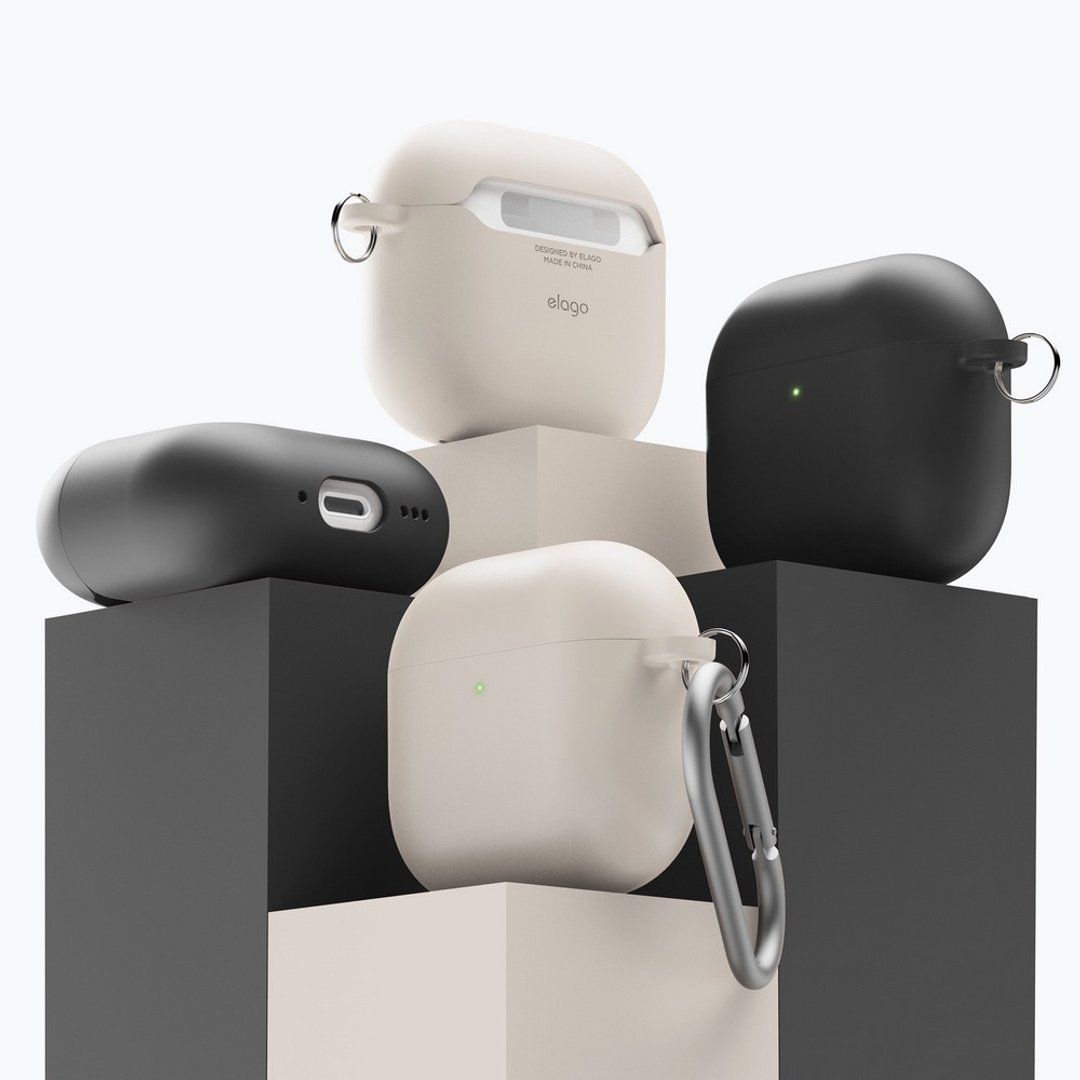 AirPods 4 抗震硅胶耳机壳 (附扣环) - 耳机收纳 - 硅胶 多色