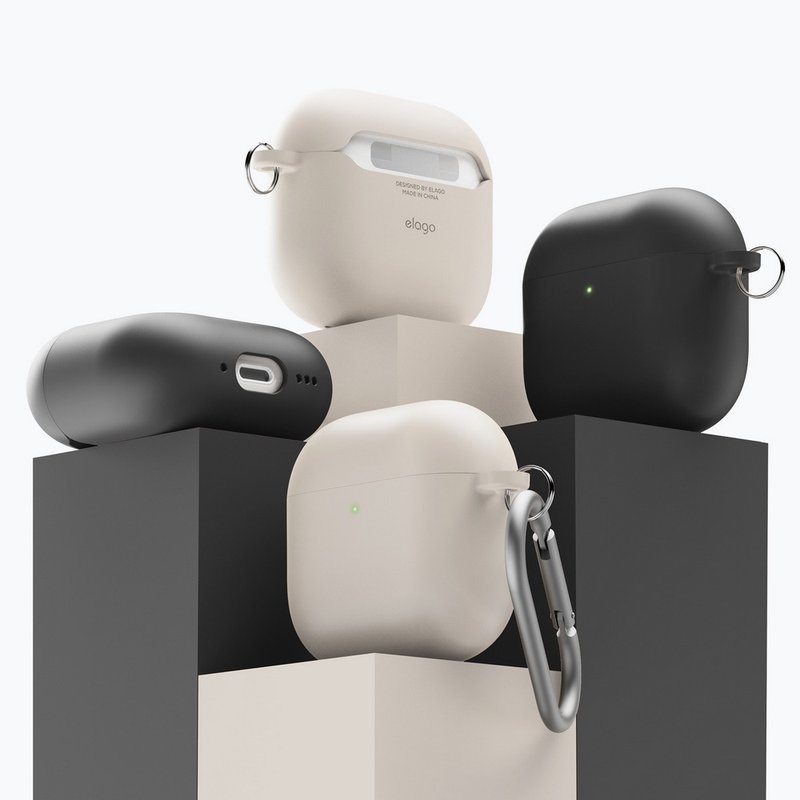 AirPods 4 抗震硅胶耳机壳 (附扣环) - 耳机收纳 - 硅胶 多色