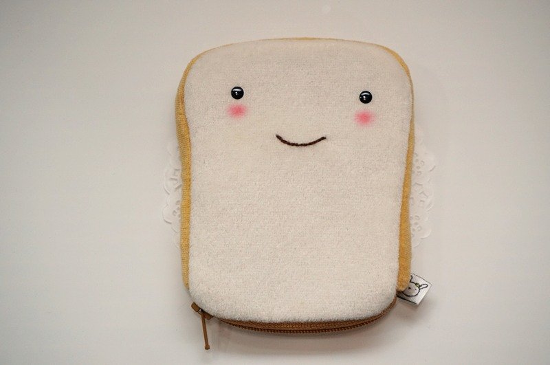 Bucute鲜奶吐司 钱包/生日礼物/交换礼物/圣诞礼物/手作 - 零钱包 - 棉．麻 白色