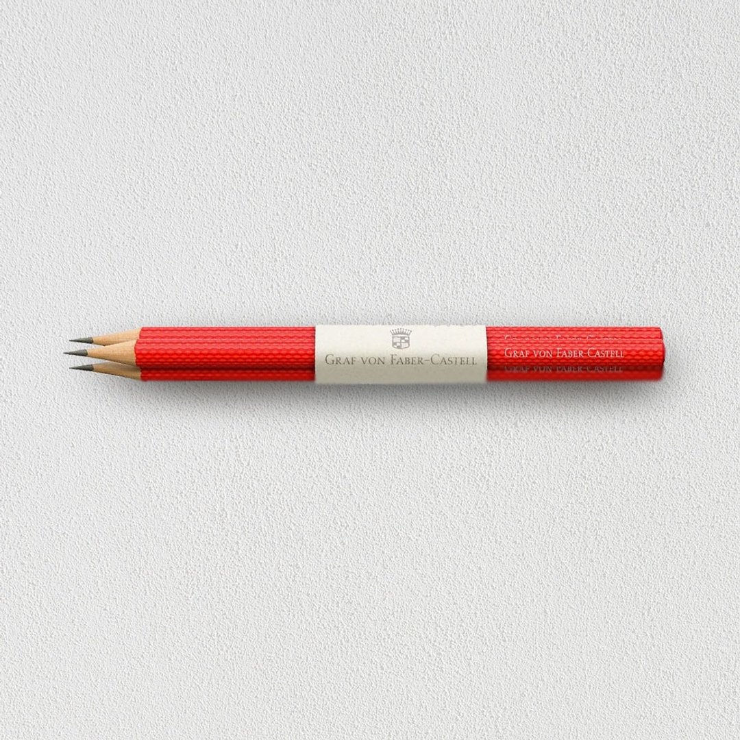 【Graf von Faber-Castell】绳纹铅笔3入-印度红(原厂正货) - 铅笔/自动铅笔 - 其他材质 红色