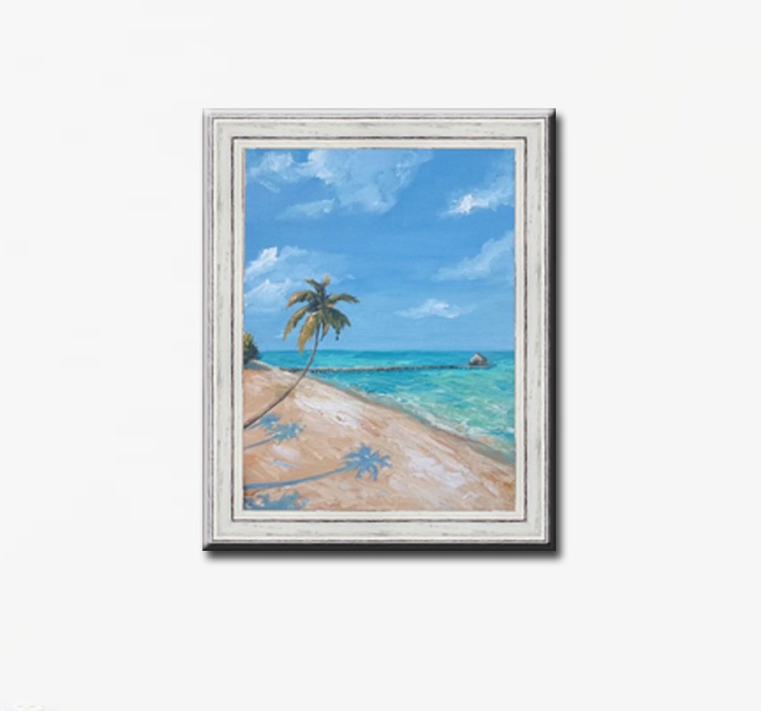 海洋绘画 原画 景观 夏威夷  海滩 原画  手绘艺术 油画 - 海报/装饰画/版画 - 其他材质 蓝色
