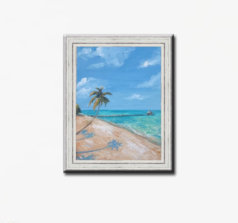 海洋绘画 原画 景观 夏威夷  海滩 原画  手绘艺术 油画 - 海报/装饰画/版画 - 其他材质 蓝色