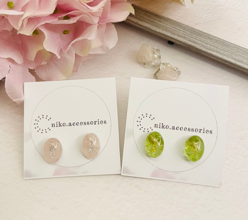 手作耳环  天然石  日本手作家 - 耳环/耳夹 - 玉石 绿色