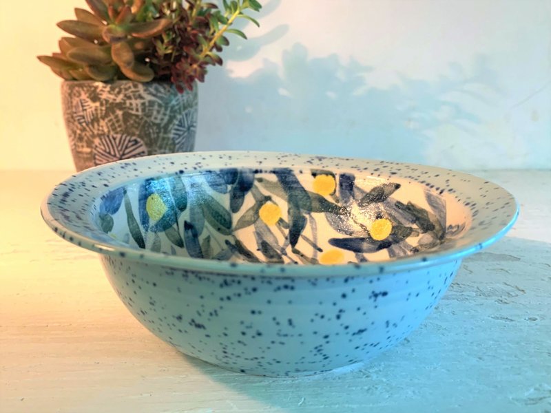 丛间萤点点陶制沙拉碗_陶瓷餐碗 - 碗 - 陶 蓝色