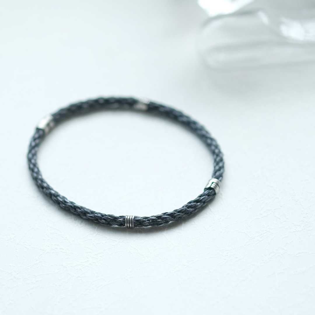 Rattan braided bangle Silver 925 - 手链/手环 - 其他金属 银色