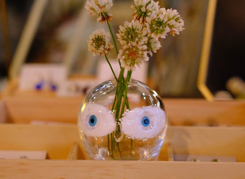 猫头鹰小花器/扩香瓶 | 玻璃炽造 工坊手作 - 花瓶/陶器 - 玻璃 透明