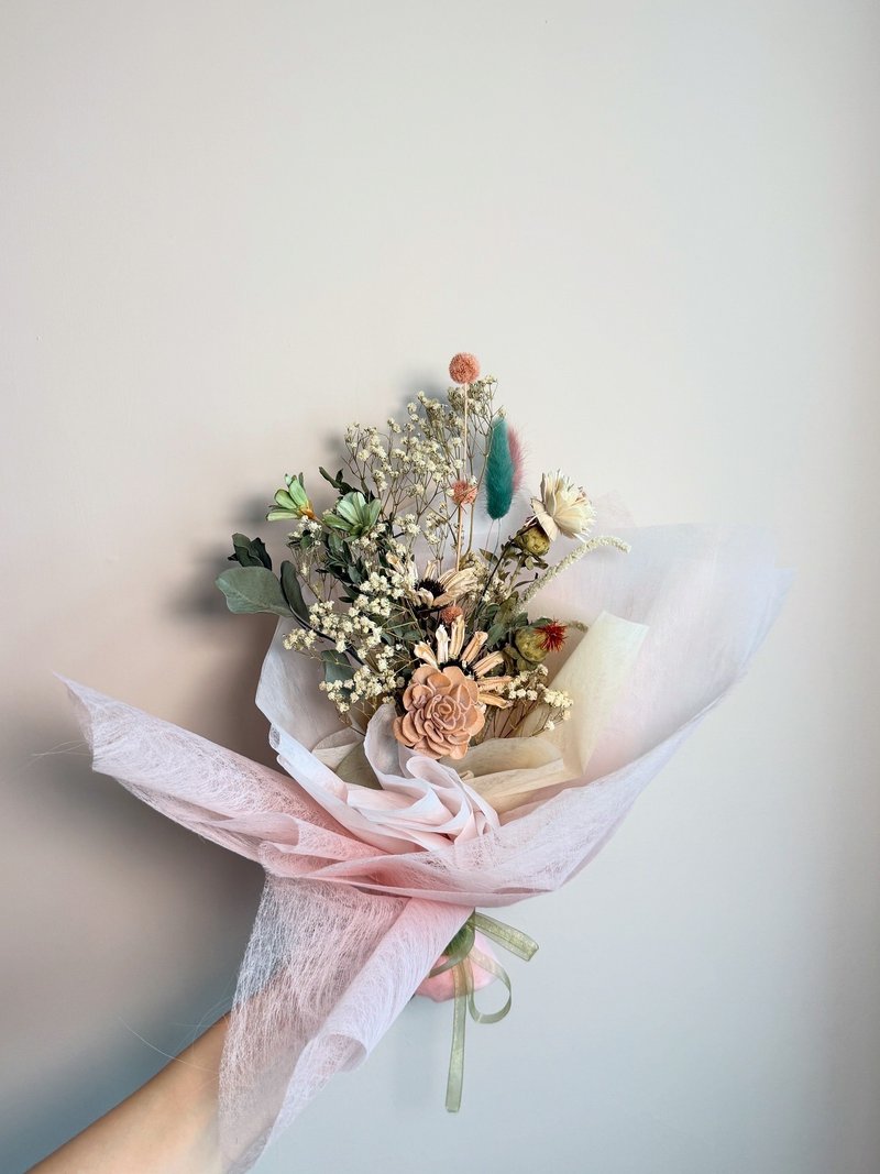 蓝色永生花、干燥花、定制花礼 - 干燥花/捧花 - 植物．花 粉红色