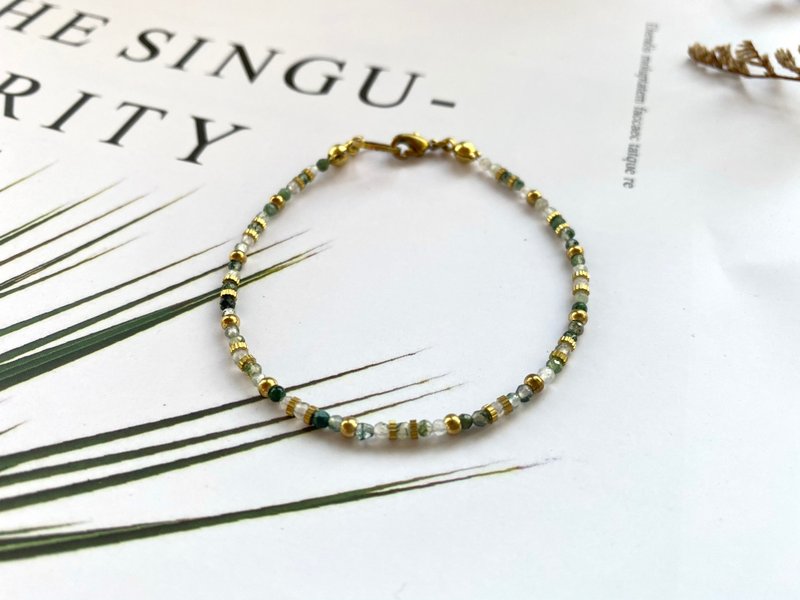 黄铜手链 | 极细手链 | 水草玛瑙 - 手链/手环 - 铜/黄铜 