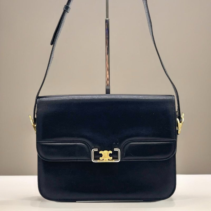 绝版中古包 Celine 黑色凯旋门皮革包 单肩包 侧背包 古董复古包 - 侧背包/斜挎包 - 真皮 黑色
