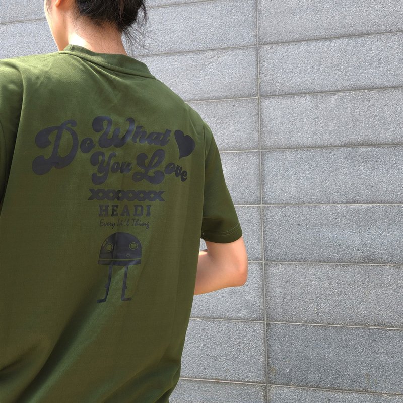 中性户外速干短袖刺绣上衣 - Do What You Love Headi/橄榄绿 (S) - 中性连帽卫衣/T 恤 - 其他材质 绿色