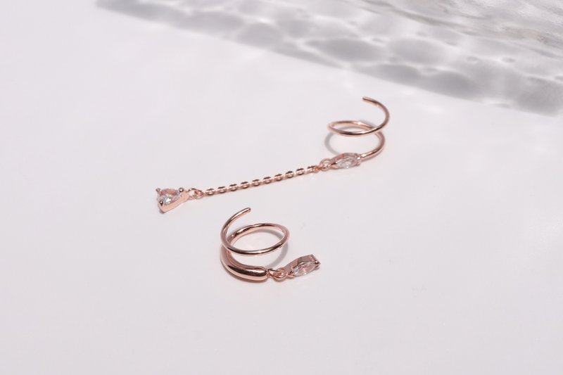 【设计师水系列】粼粼。浪花卷卷耳环 - 耳环/耳夹 - 纯银 粉红色