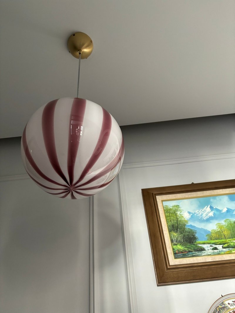 手工吹制玻璃球形吊灯 D25 厘米（9.8 寸），玻璃球形吸顶灯 - 灯具/灯饰 - 玻璃 紫色