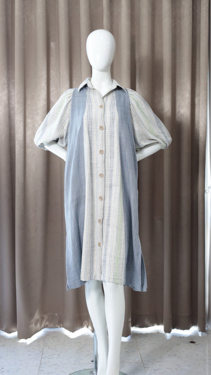 Loom & Leaf - 泡泡袖手工棉麻洋装 - 洋装/连衣裙 - 棉．麻 多色