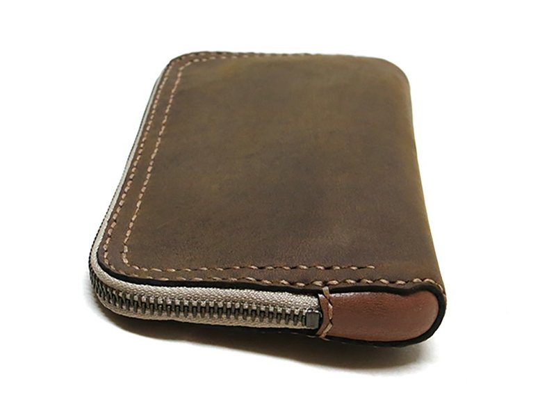 Hena手拿长夹包 C型款 全皮革 - 皮夹/钱包 - 真皮 咖啡色