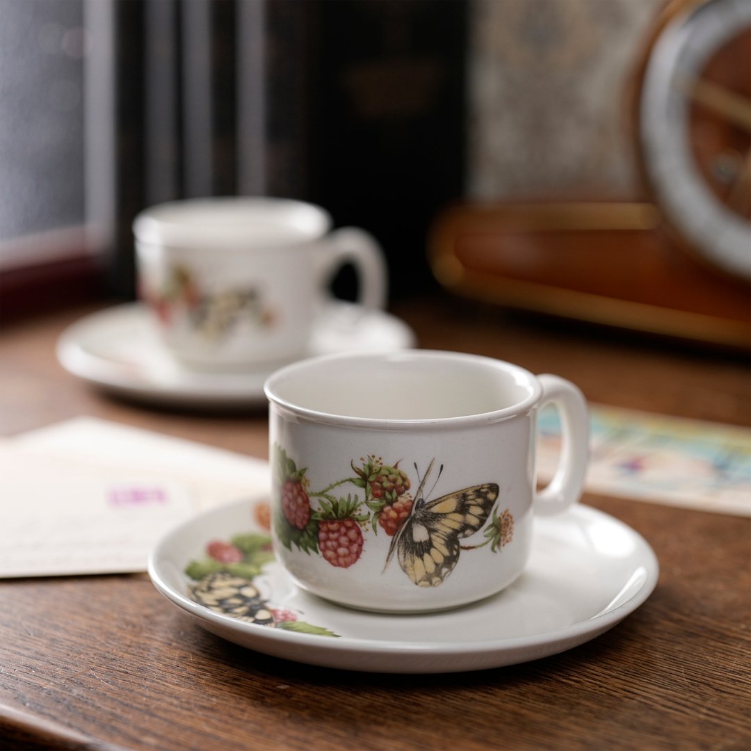 英国J&amp;G Meakin X Marjolein Bastin 加勒白眼蝶咖啡杯组/茶杯组 - 咖啡杯/马克杯 - 陶 多色