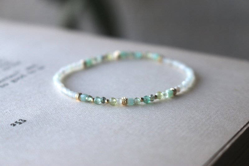 手环 葡萄石 天河石 - 笑眯眯 - - 手链/手环 - 宝石 绿色