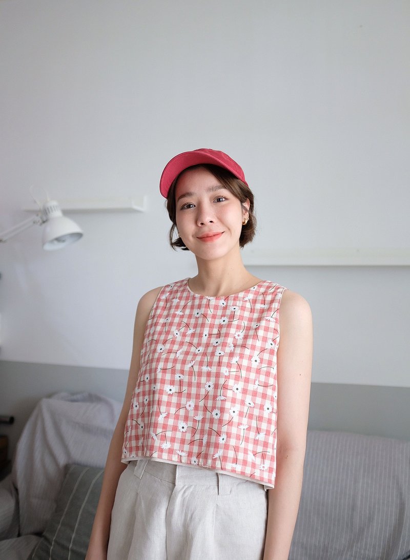 WHITEOAKFACTORY Two-side cotton linen wrap crop top - 女装上衣 - 棉．麻 多色