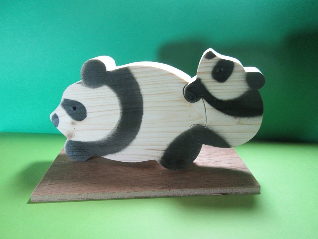 Parent and child of walking panda - 玩具/玩偶 - 木头 黑色