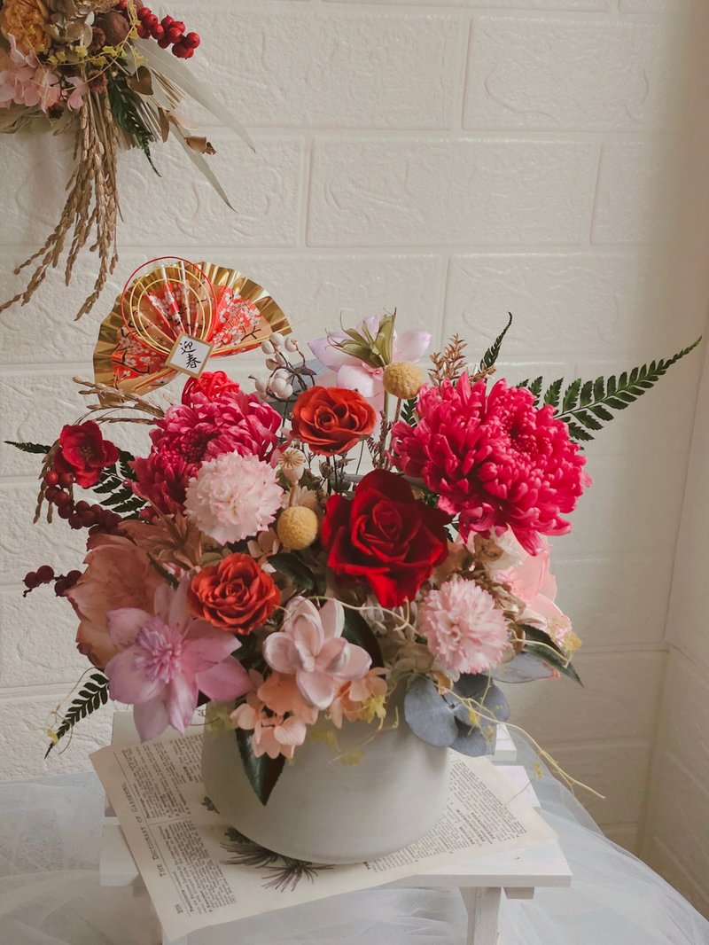 桌花 |盆花 | 新居贺礼 升迁桌花 开幕 居家摆饰 退休花礼 入厝礼 - 干燥花/捧花 - 植物．花 粉红色