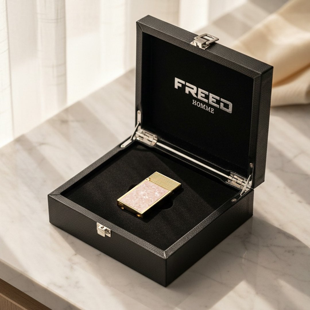 【FREED】彩虹贝壳时尚煤油打火机 - 粉红彩贝 (金色) 定制刻字 - 其他 - 其他金属 金色