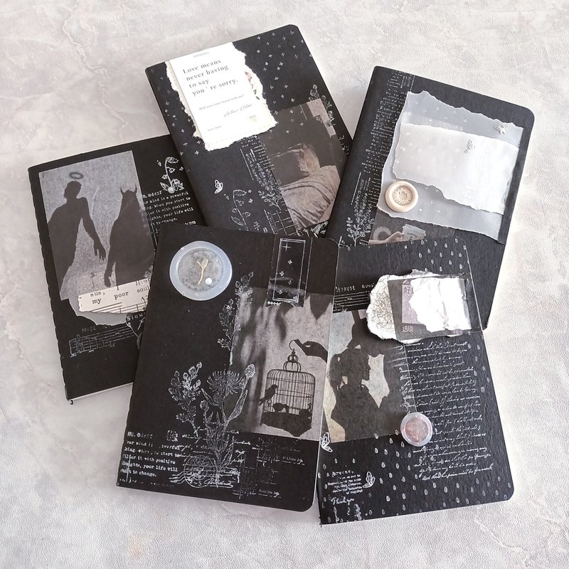 手工自贴A6手帐本封面 黑封面 Handmade A6 Journal Book Cover - 笔记本/手帐 - 纸 