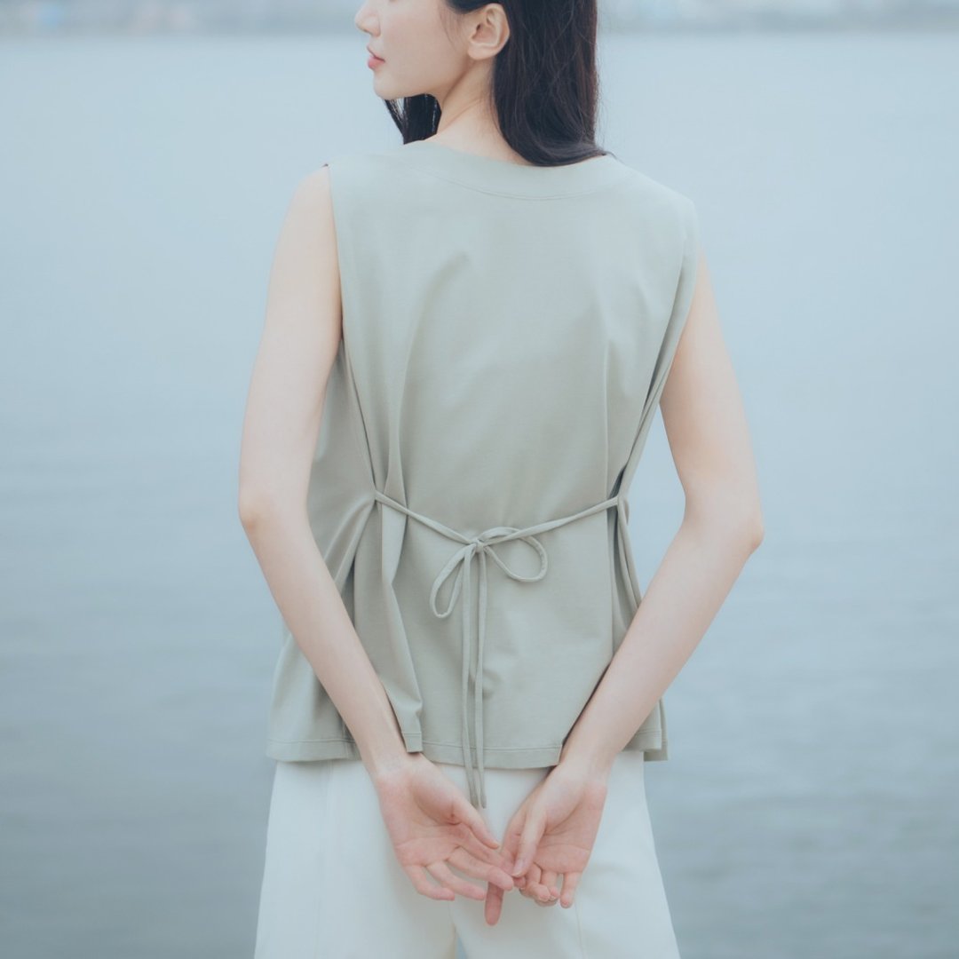 【MACACA】爱她柔软罩衫 - BIE1532 灰绿 - 女装运动衣 - 棉 绿色