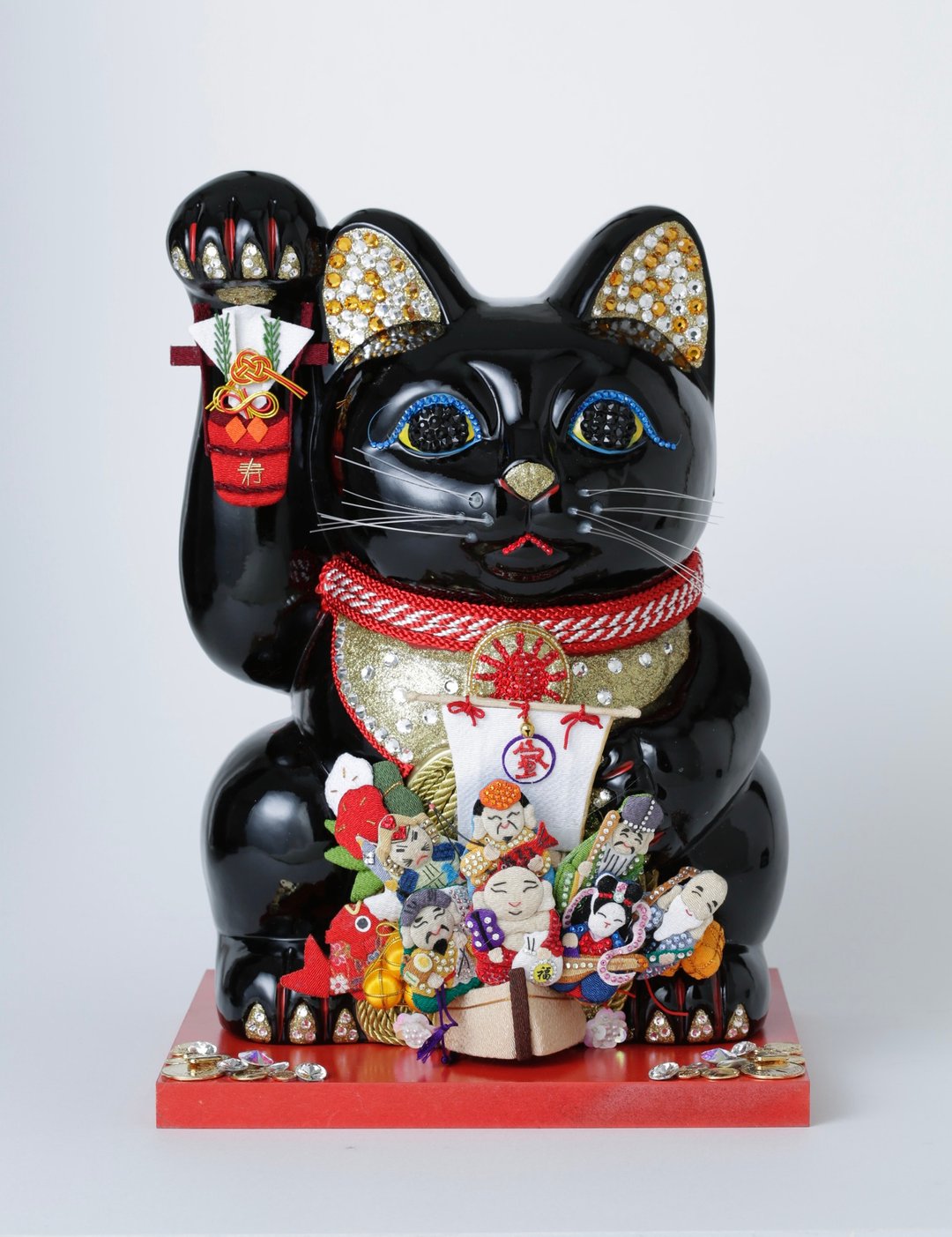 The Seven Lucky Gods of Good Luck Black Maneki Neko - 摆饰 - 陶 黑色