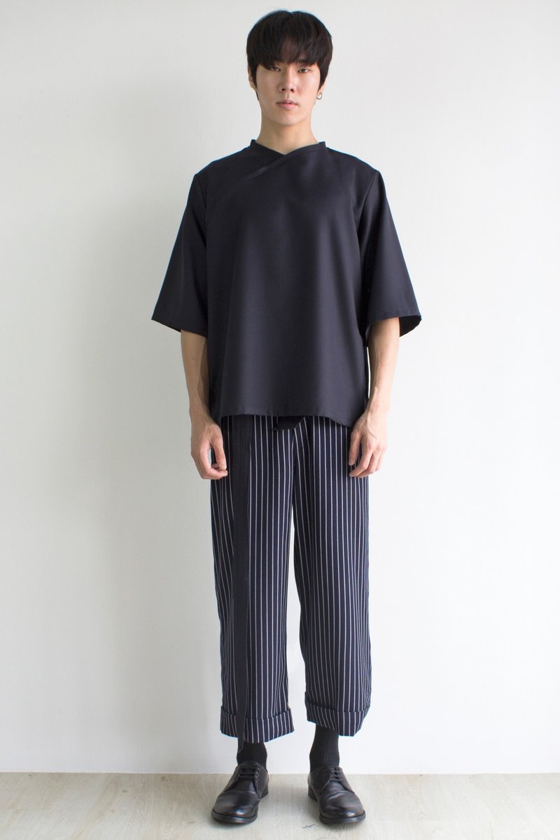 Dyn 五分袖上衣 - 男装上衣/T 恤 - 棉．麻 蓝色