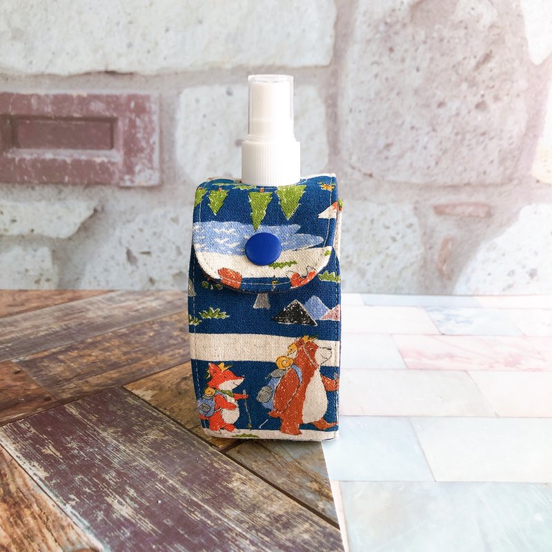 酒精/消毒液收纳袋 附100ml 2号瓶 外出必备防疫小物 - 郊游动物 - 收纳用品 - 棉．麻 蓝色