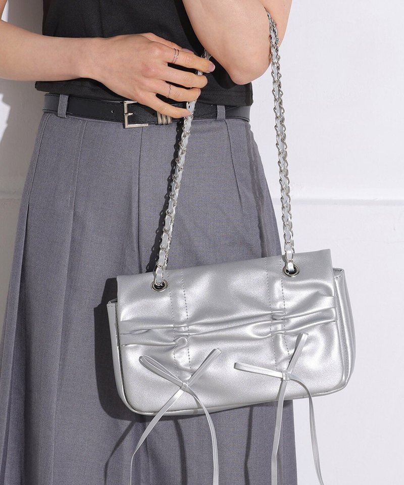 日本 Altrose | Ribbon Bag | 手提包 | 斜肩包 - 侧背包/斜挎包 - 人造皮革 银色