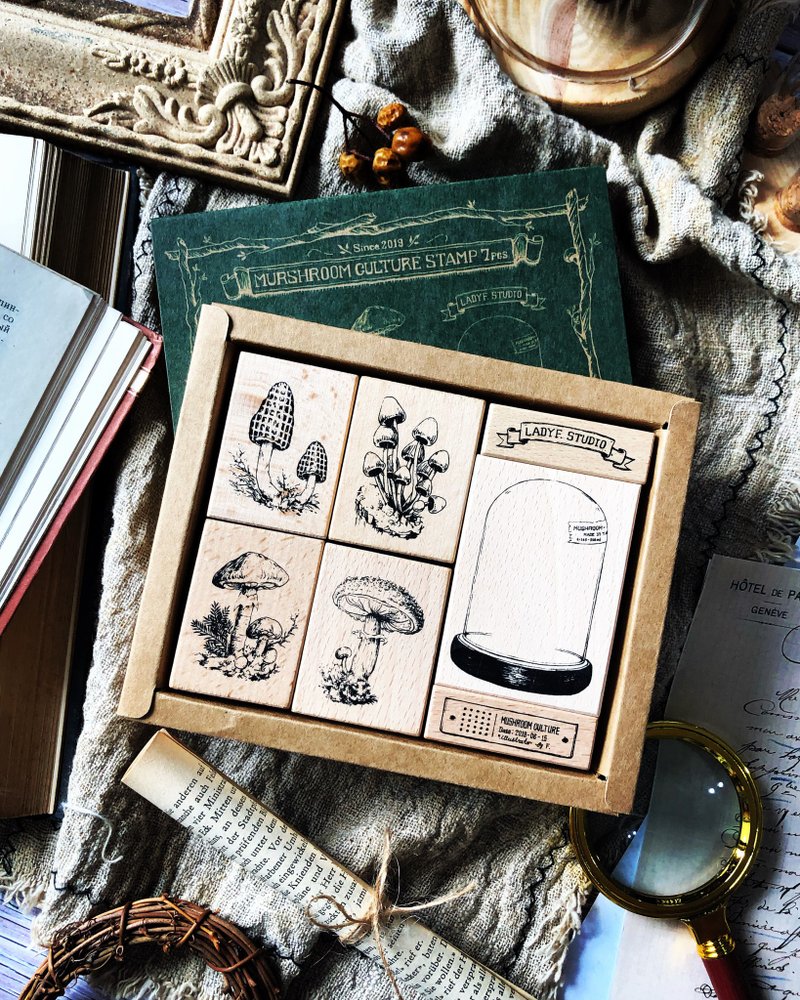 野菇栽培实验室印章组 - 印章/印台 - 木头 多色