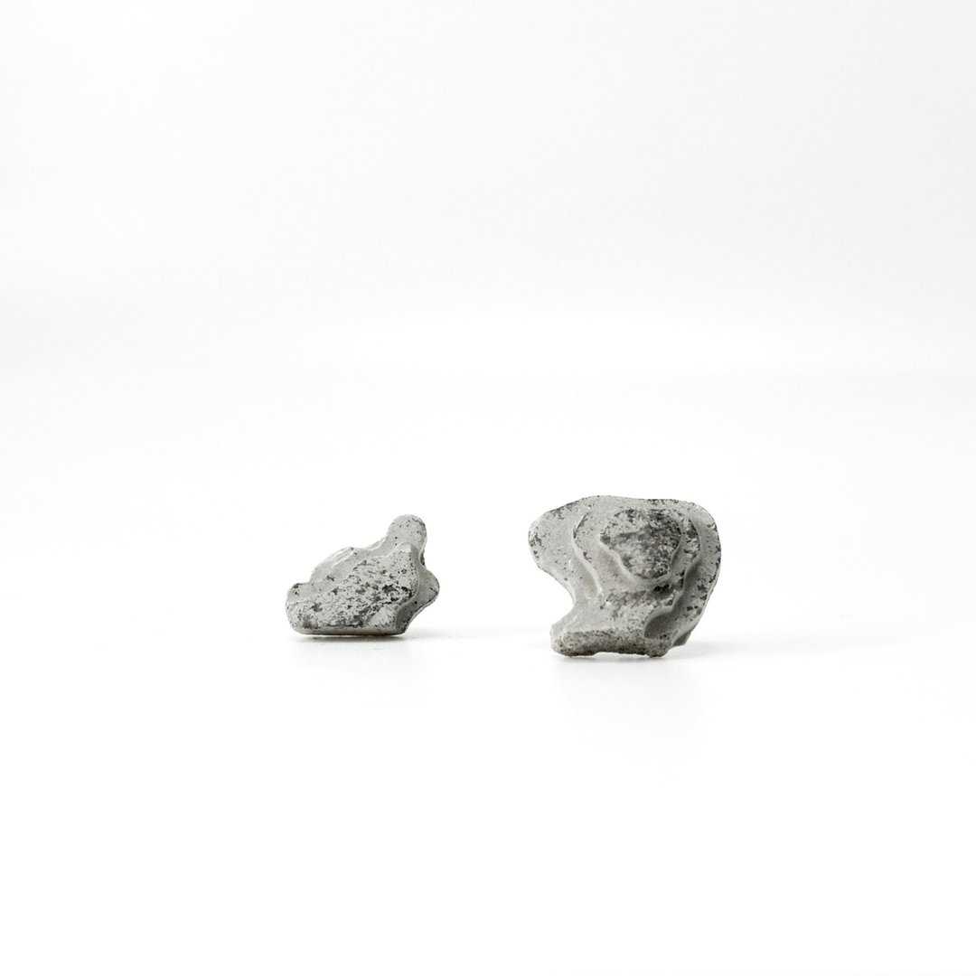 岛屿系列-离岛水泥耳环 (生日礼物/情人礼物/礼物) - 耳环/耳夹 - 水泥 灰色