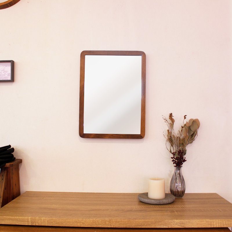 Acoustic Wood Frame Mirror Acoustic Wood Frame Mirror Made in Japan AC-12 - 彩妆刷具/镜子/梳子 - 木头 咖啡色