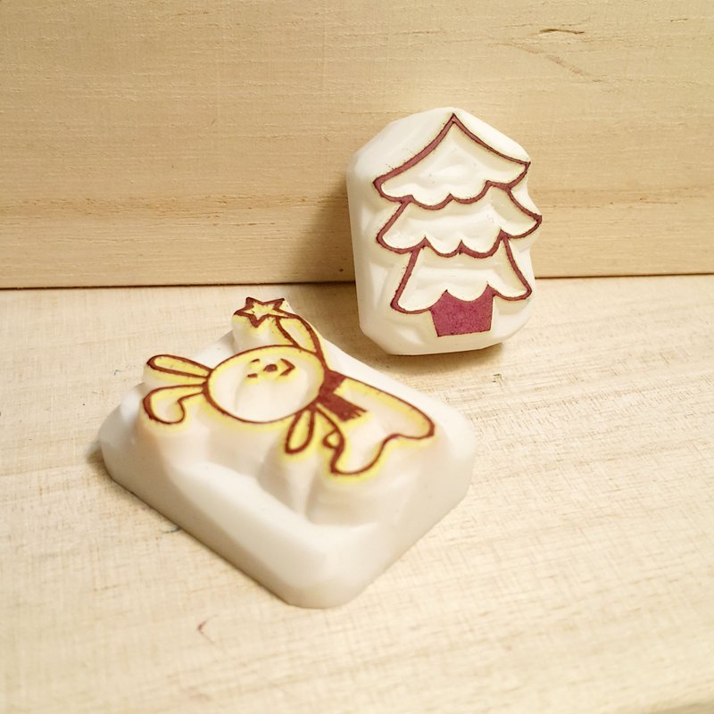 **圣诞印章**小兔与圣诞树 - 印章/印台 - 其他材质 