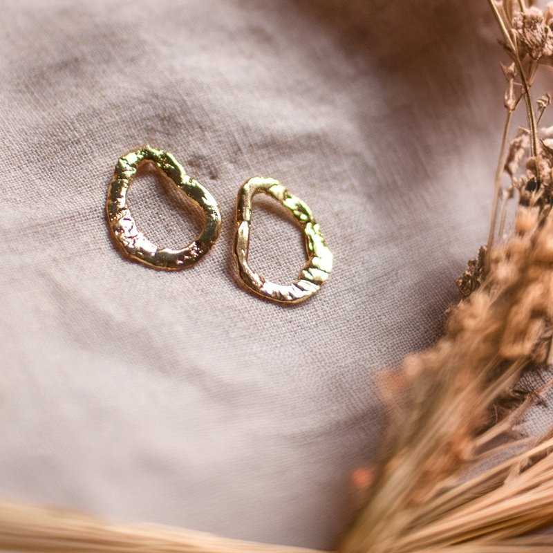 黄铜耳环_慵懒云朵_公平贸易 - 耳环/耳夹 - 铜/黄铜 金色