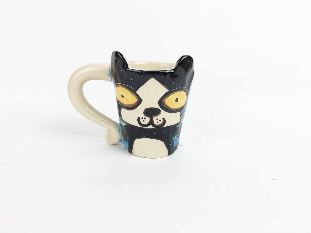 Nice Little Clay 小小耳朵马克杯 花猫 01192-05 - 咖啡杯/马克杯 - 陶 蓝色
