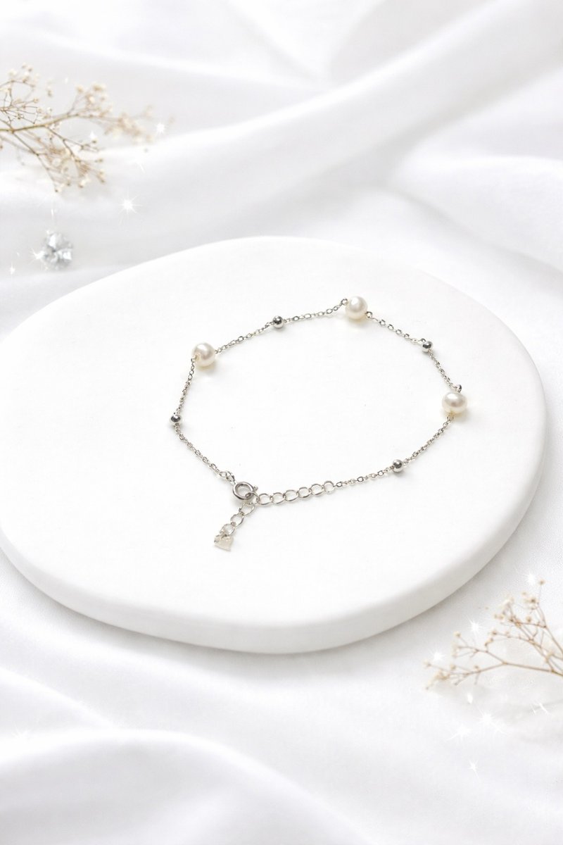 天然珍珠满天星银手链 - 手链/手环 - 银 银色