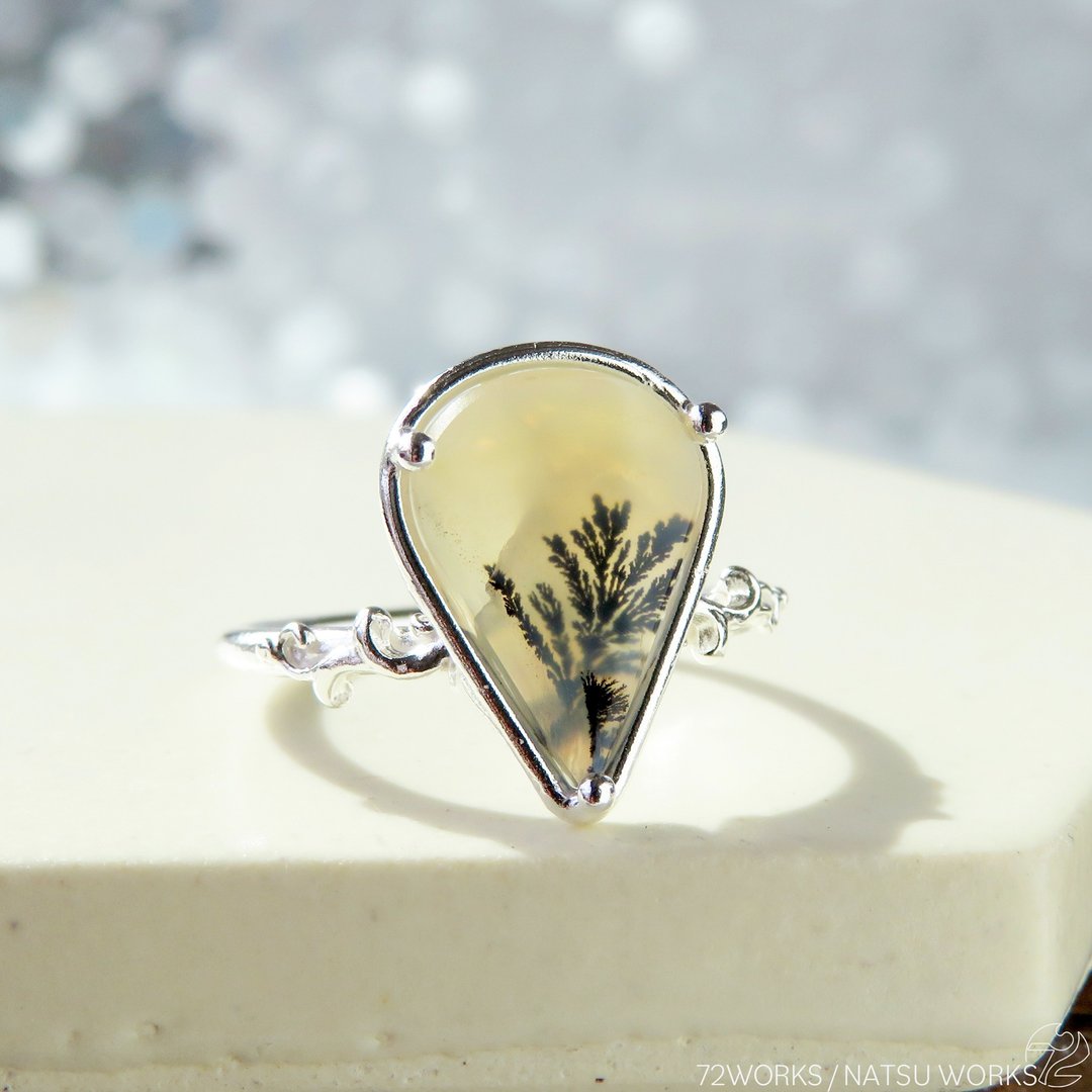 树枝状玛瑙戒指 / Dendritic Agate Ring m12 - 戒指 - 宝石 咖啡色